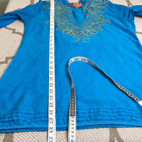 Hale Bob Cabana cotton silk Embroidered Sequin tunic cover-up blouse Size Small - Picture 9 of 14